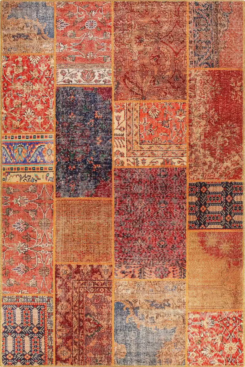 Jazz Patchwork Desenli Dokuma Taban Dekoratif Renkli Hali